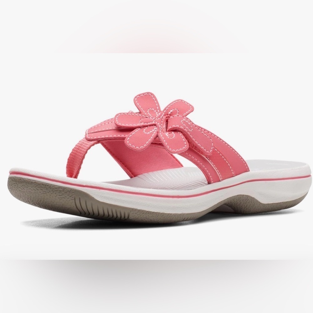EUC Clarks unisex-adult Brinkley Bright Floral Coral Sandals